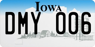 IA license plate DMY006