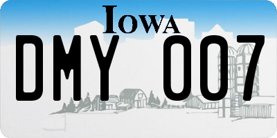 IA license plate DMY007