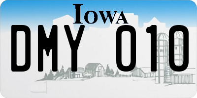 IA license plate DMY010