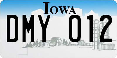 IA license plate DMY012