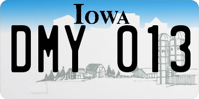 IA license plate DMY013