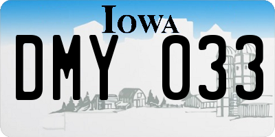 IA license plate DMY033