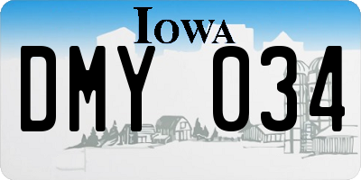 IA license plate DMY034