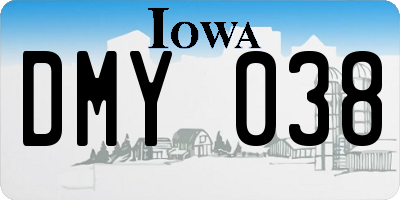 IA license plate DMY038