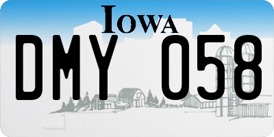 IA license plate DMY058