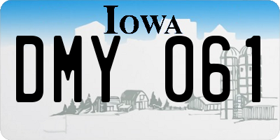IA license plate DMY061