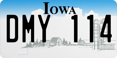 IA license plate DMY114