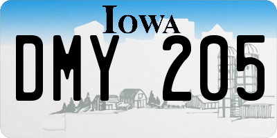 IA license plate DMY205