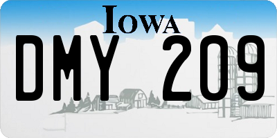 IA license plate DMY209
