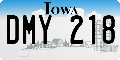 IA license plate DMY218