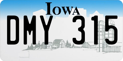 IA license plate DMY315