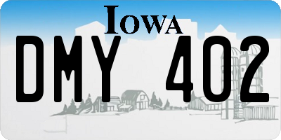 IA license plate DMY402