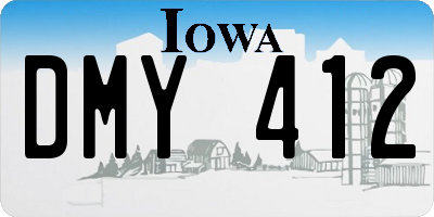 IA license plate DMY412