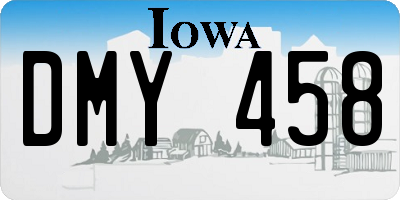 IA license plate DMY458
