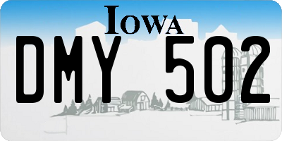 IA license plate DMY502