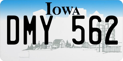 IA license plate DMY562