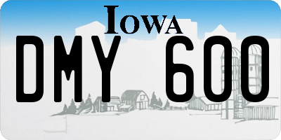 IA license plate DMY600