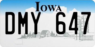 IA license plate DMY647