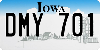 IA license plate DMY701