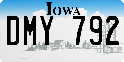 IA license plate DMY792