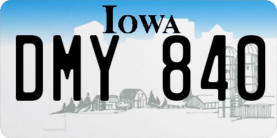 IA license plate DMY840