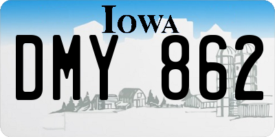 IA license plate DMY862