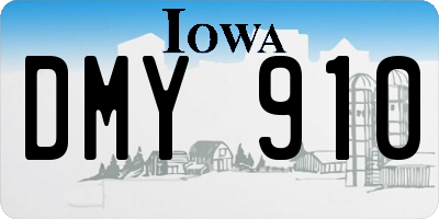 IA license plate DMY910