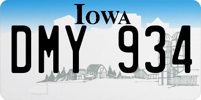 IA license plate DMY934