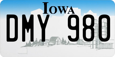 IA license plate DMY980