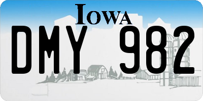 IA license plate DMY982