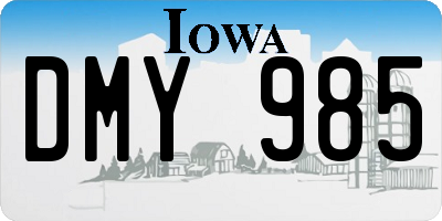 IA license plate DMY985