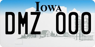 IA license plate DMZ000