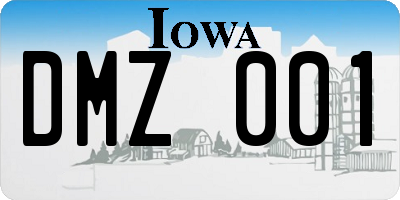 IA license plate DMZ001