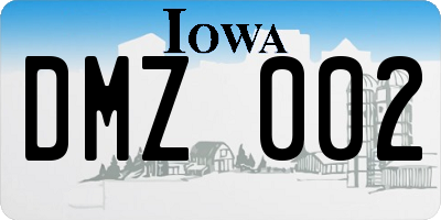 IA license plate DMZ002