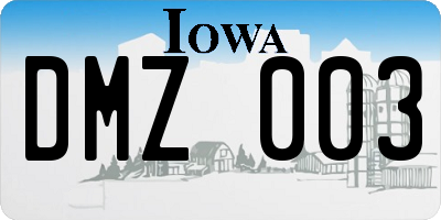 IA license plate DMZ003