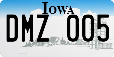 IA license plate DMZ005