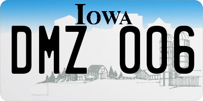 IA license plate DMZ006