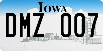 IA license plate DMZ007