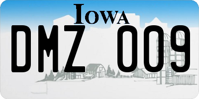 IA license plate DMZ009