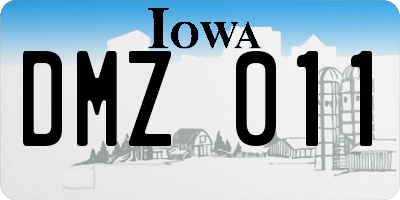 IA license plate DMZ011