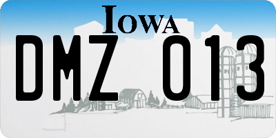 IA license plate DMZ013