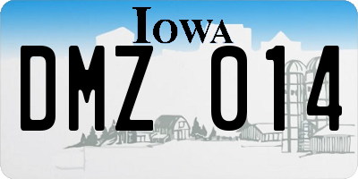 IA license plate DMZ014