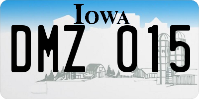 IA license plate DMZ015