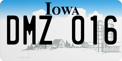 IA license plate DMZ016