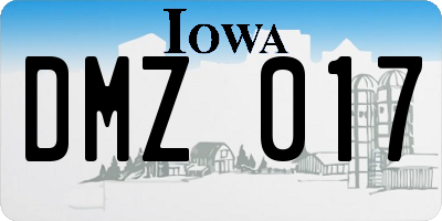 IA license plate DMZ017