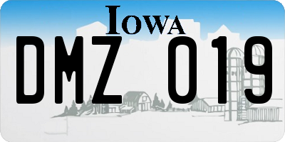IA license plate DMZ019