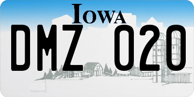 IA license plate DMZ020