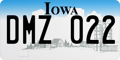 IA license plate DMZ022