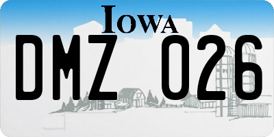 IA license plate DMZ026