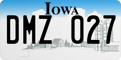 IA license plate DMZ027